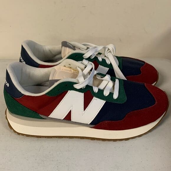 New Balance Men’s Size 11.5 The Intelligence Choice 237 Sneakers, Red Green Navy - Picture 4 of 8